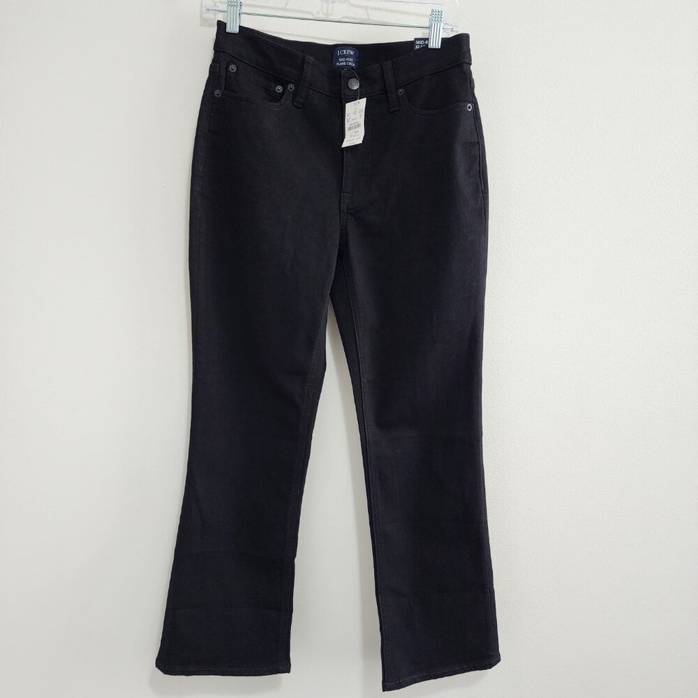 NWT J Crew Factory Mid Rise Crop Flare Jeans Women 27 Black
